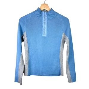 Vintage 90s Y2K Shirt Blue Medium Half Zip Turtleneck Ribbed DKNY Long Sleeve